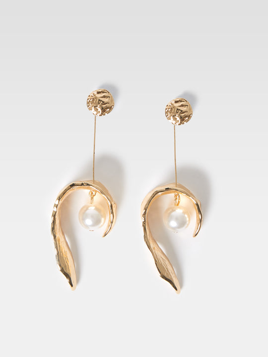 Molten Metal Pearl Earrings