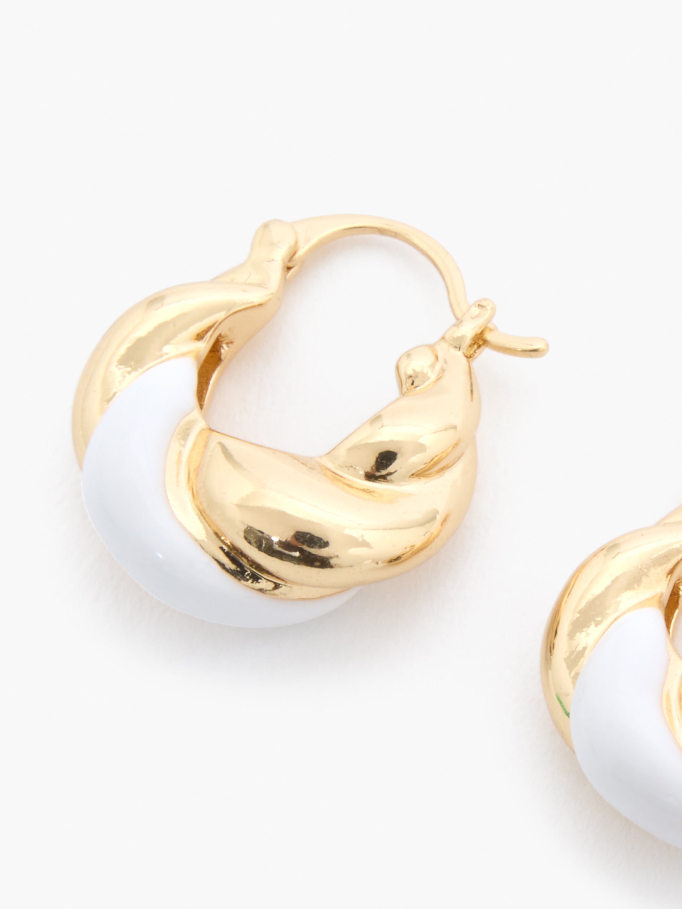 Two Tone Twisted Huggie Hoop Earrings