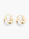 Two Tone Twisted Huggie Hoop Earrings