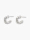 Small Crystal Hammered Half Hoop Earrings