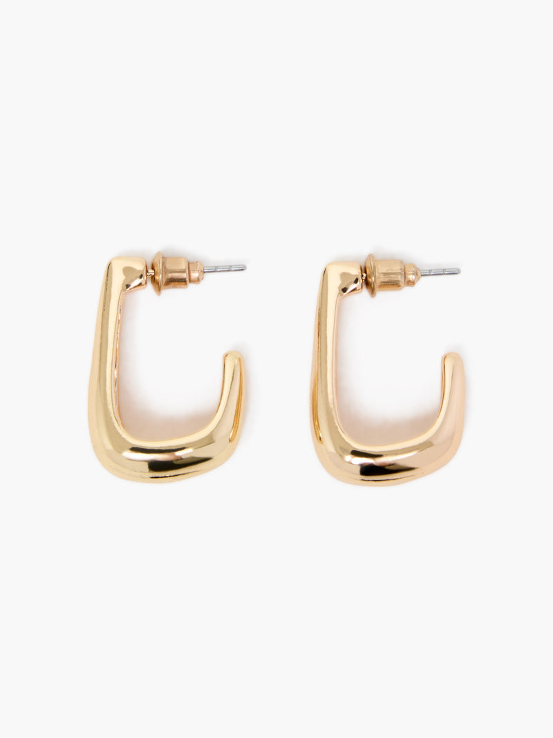 Elongated Teardrop Half Hoop Earrings