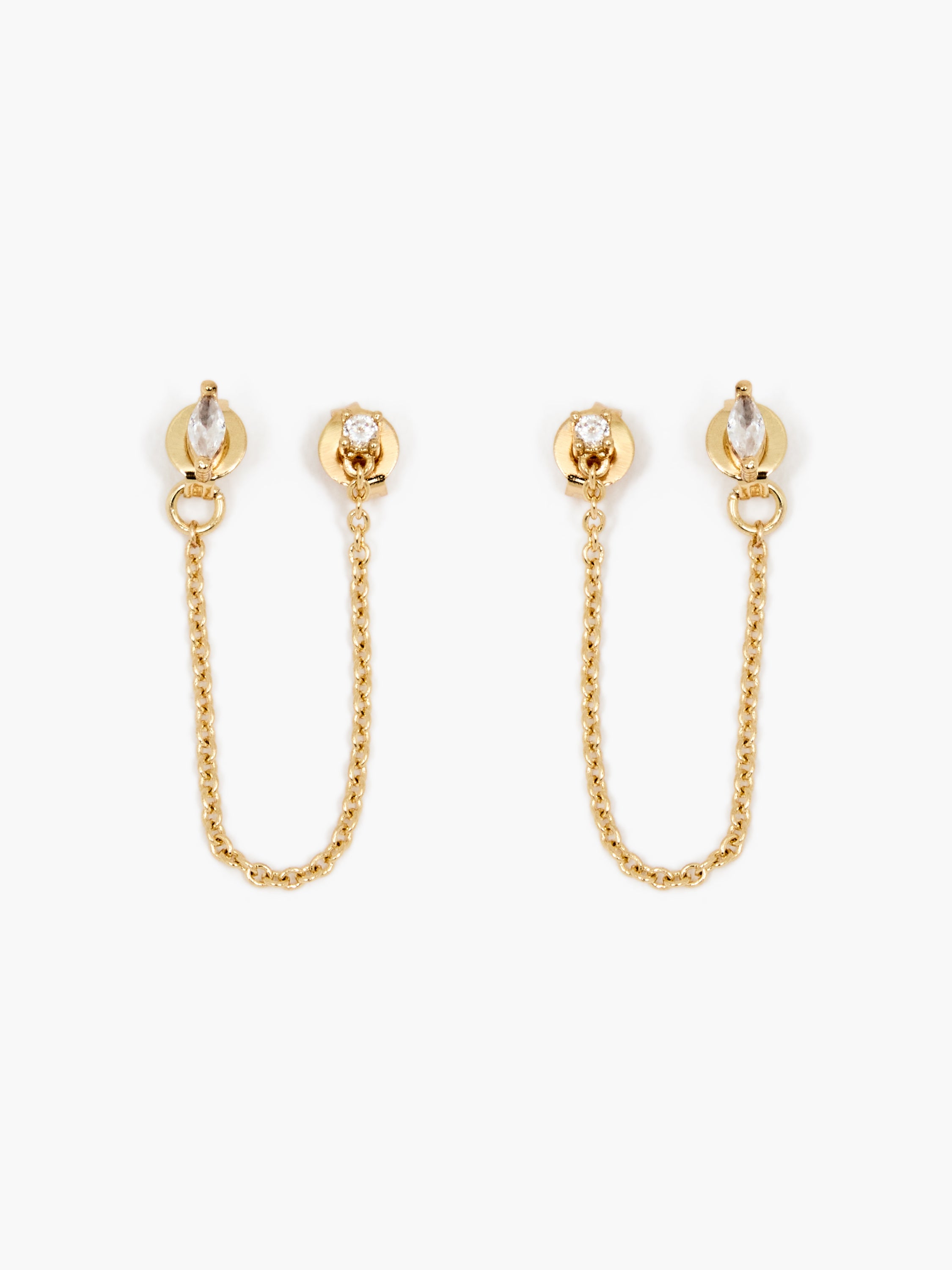 Front Back Chain Crystal Earrings