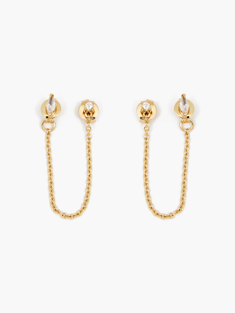 Front Back Chain Crystal Earrings