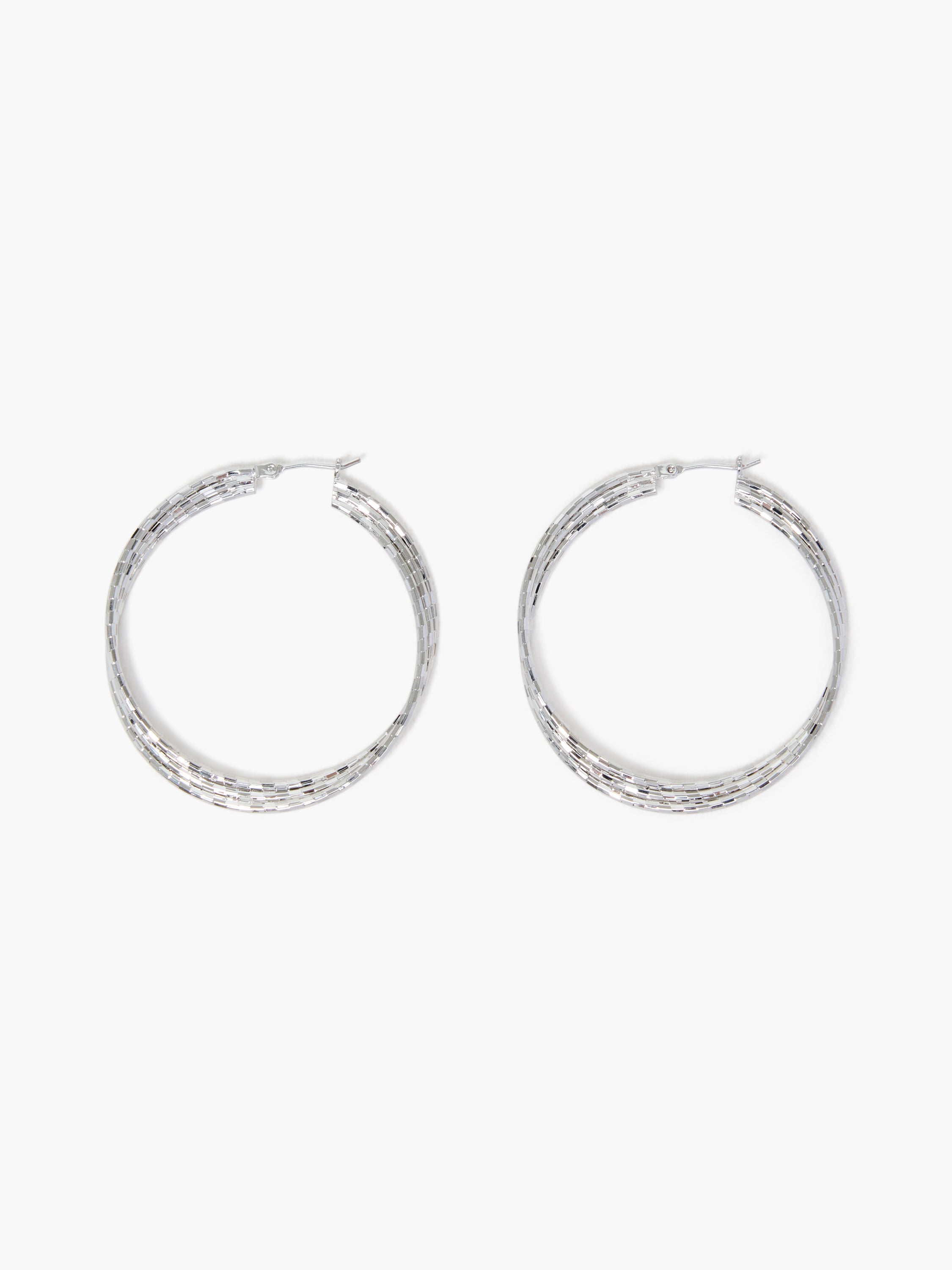 Triple Twist Hammered Hoop Earrings