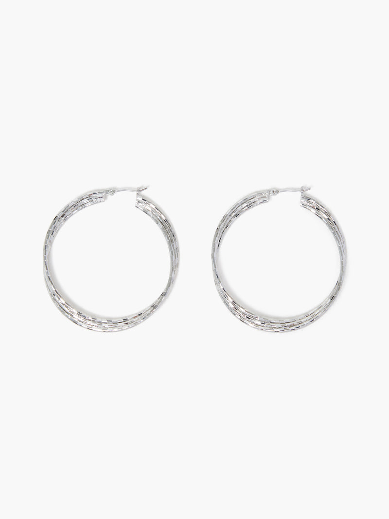 Triple Twist Hammered Hoop Earrings