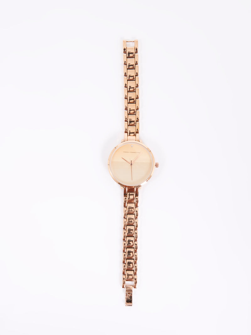 Rose Gold Tone Bracelet Watch with Rose Gold Dial