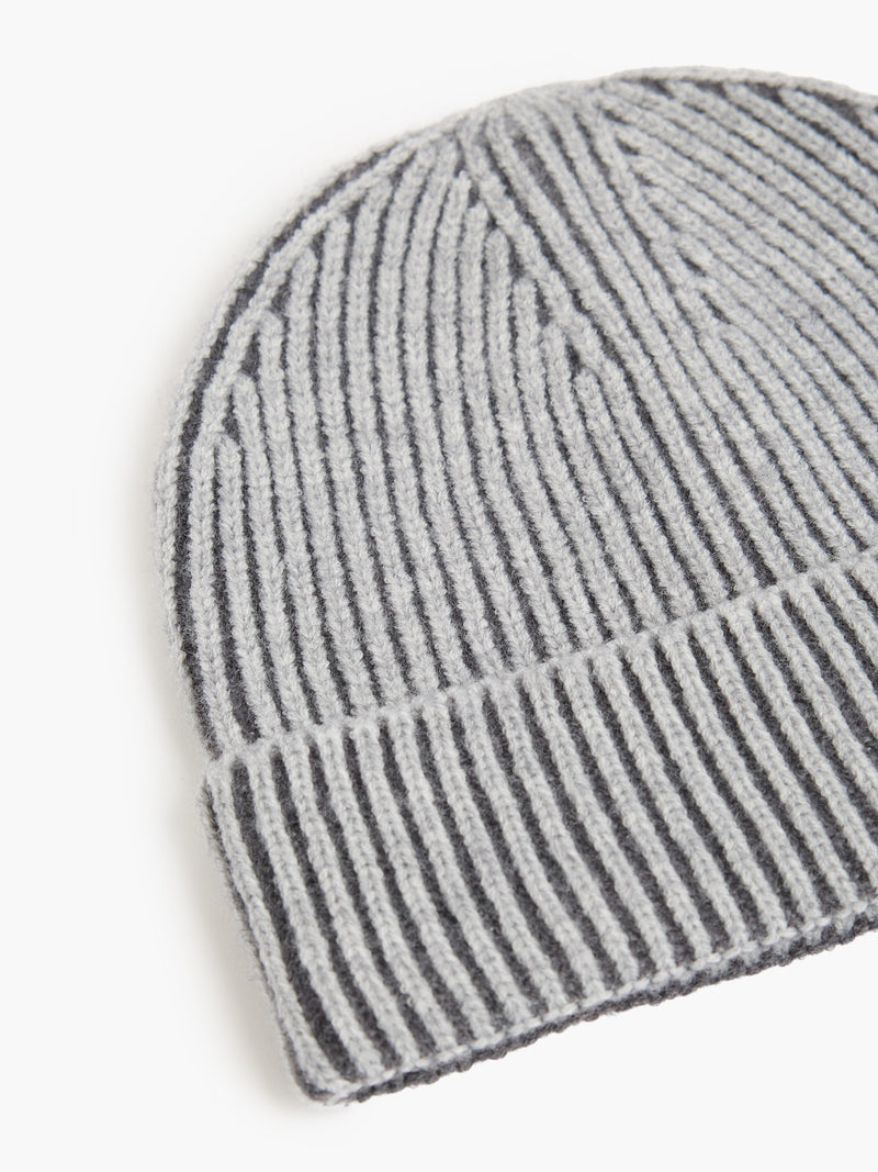 Two Tone Knit Beanie Hat