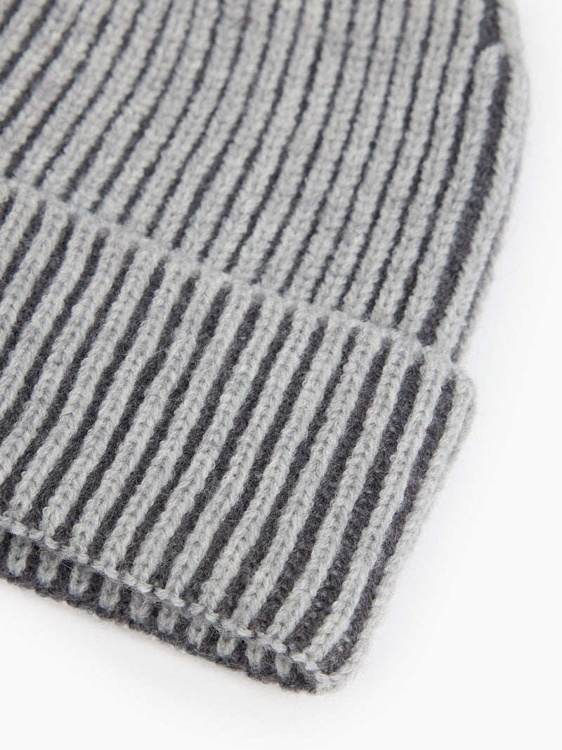 Two Tone Knit Beanie Hat