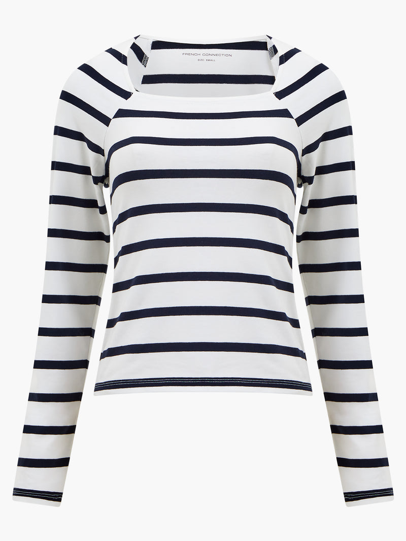 Rallie Stripe Square Neck Long Sleeve Top