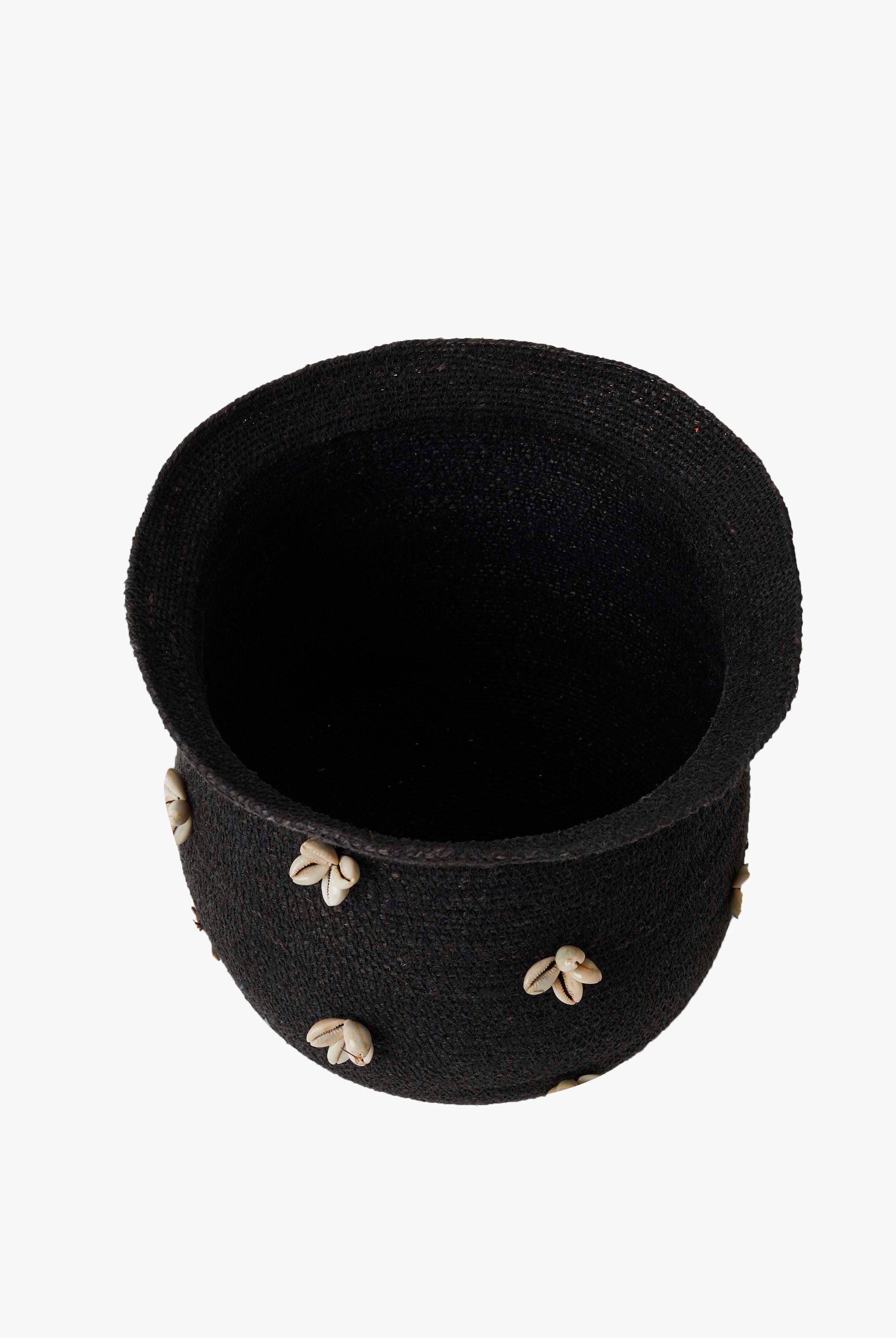 shore shells seagrass basket black
