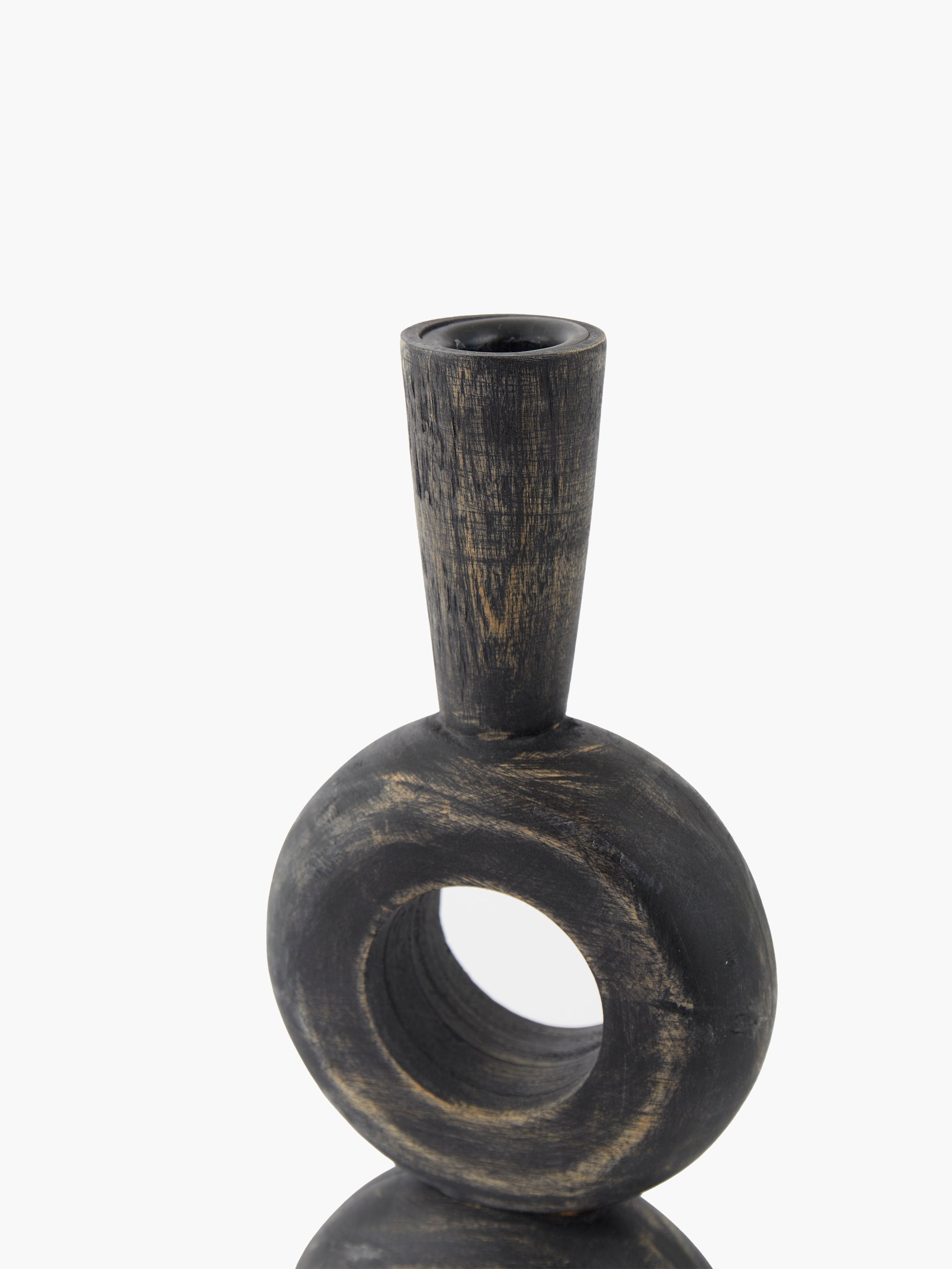 Tall Black Wooden Candle Holder