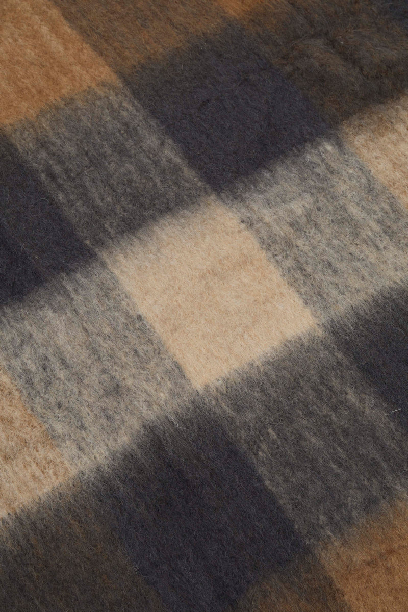 checked cosy blanket throw brown check