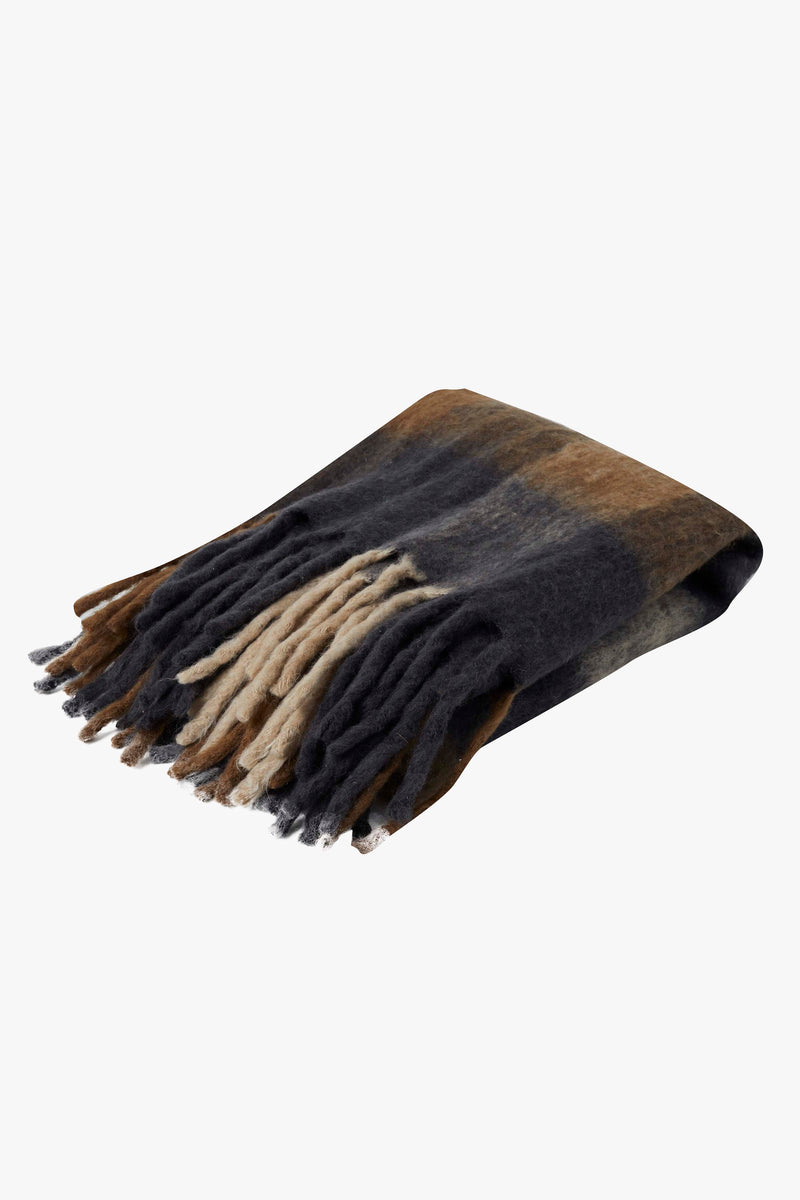 checked cosy blanket throw brown check
