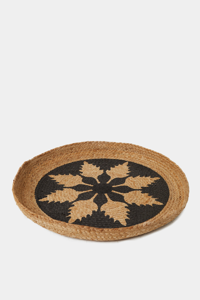 large flower blue wall basket natural and blue