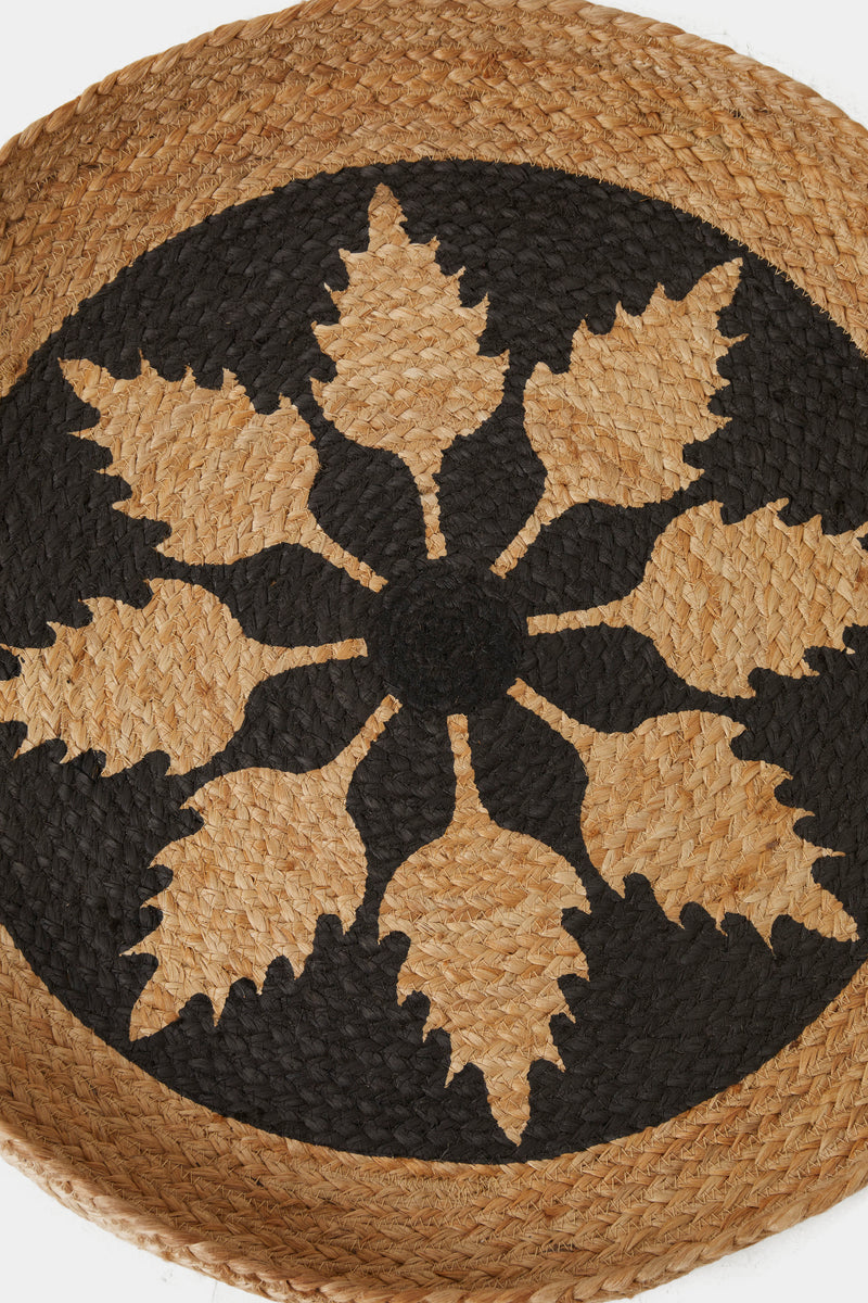 large flower blue wall basket natural and blue