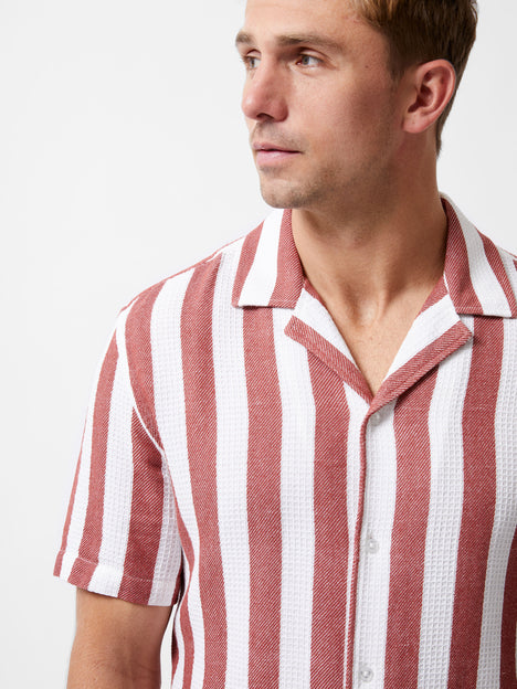 Waffle Striped Short Sleeve Shirt