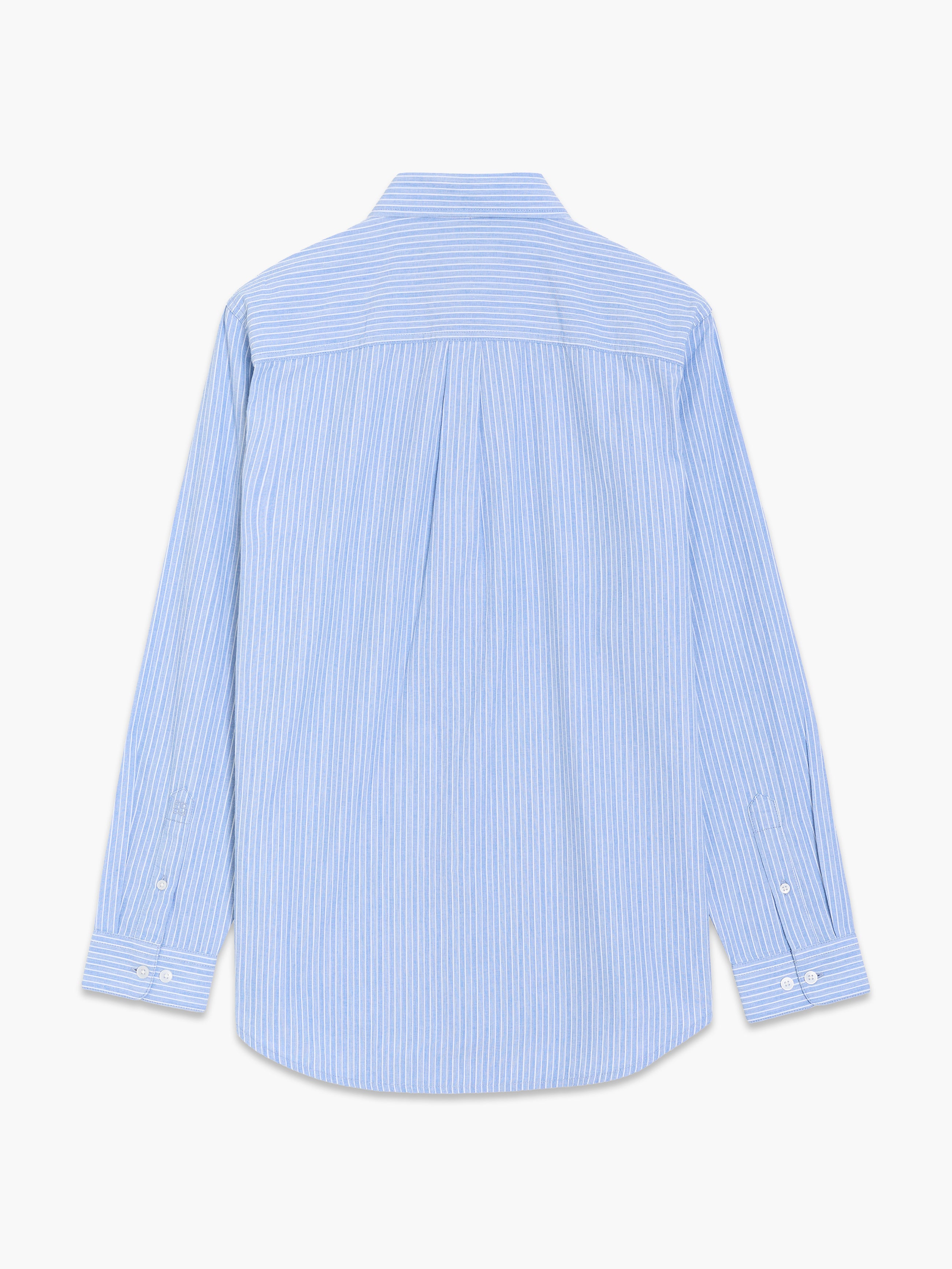 Long Sleeve Cotton Blue Striped Button-Through Shirt