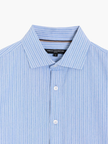 Long Sleeve Cotton Blue Striped Button-Through Shirt