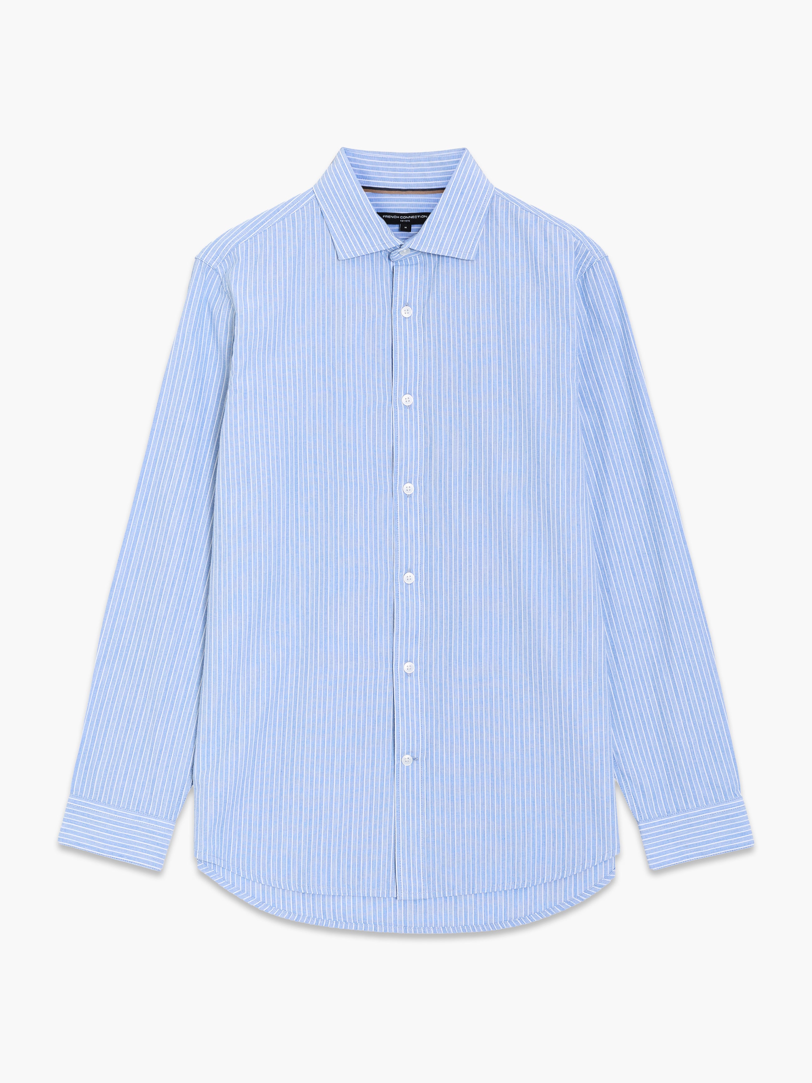 Long Sleeve Cotton Blue Striped Button-Through Shirt