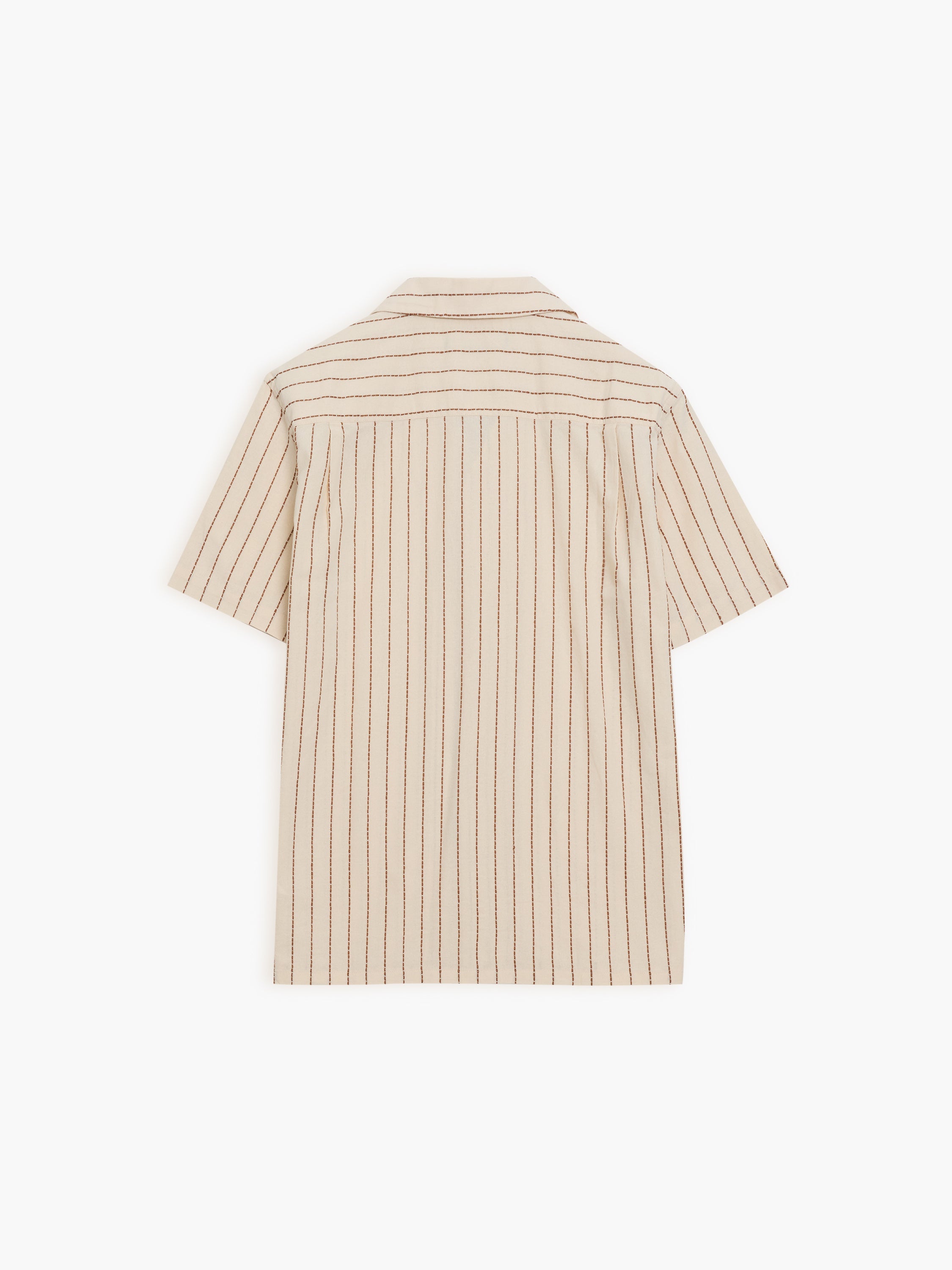 Short Sleeve Contrast Stitch Stripe Shirt
