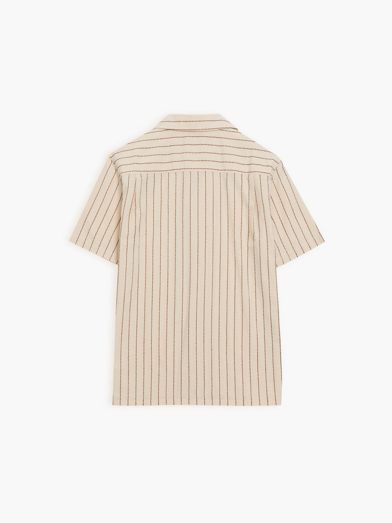 Short Sleeve Contrast Stitch Stripe Shirt