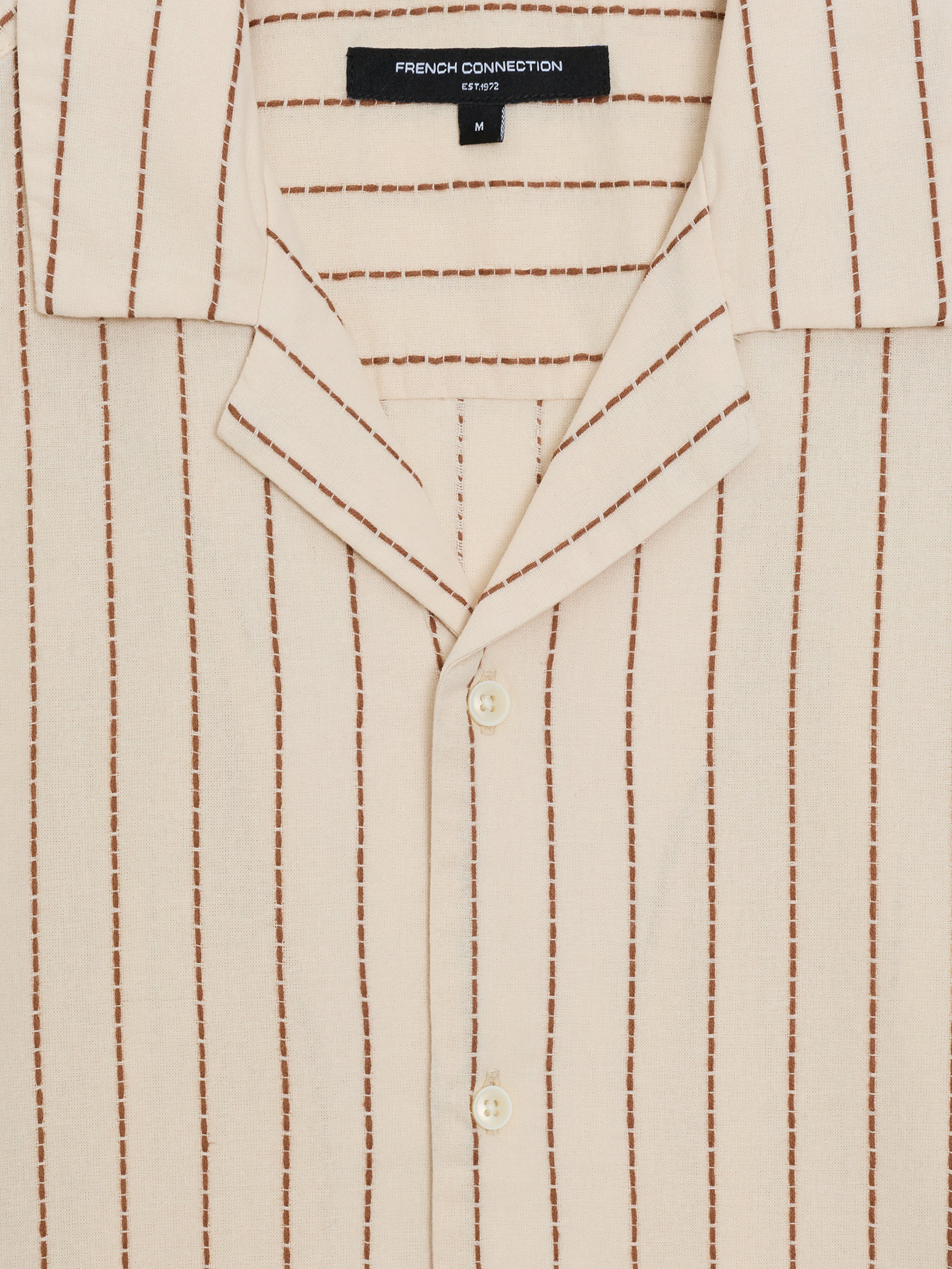 Short Sleeve Contrast Stitch Stripe Shirt