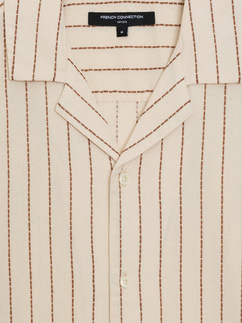 Short Sleeve Contrast Stitch Stripe Shirt