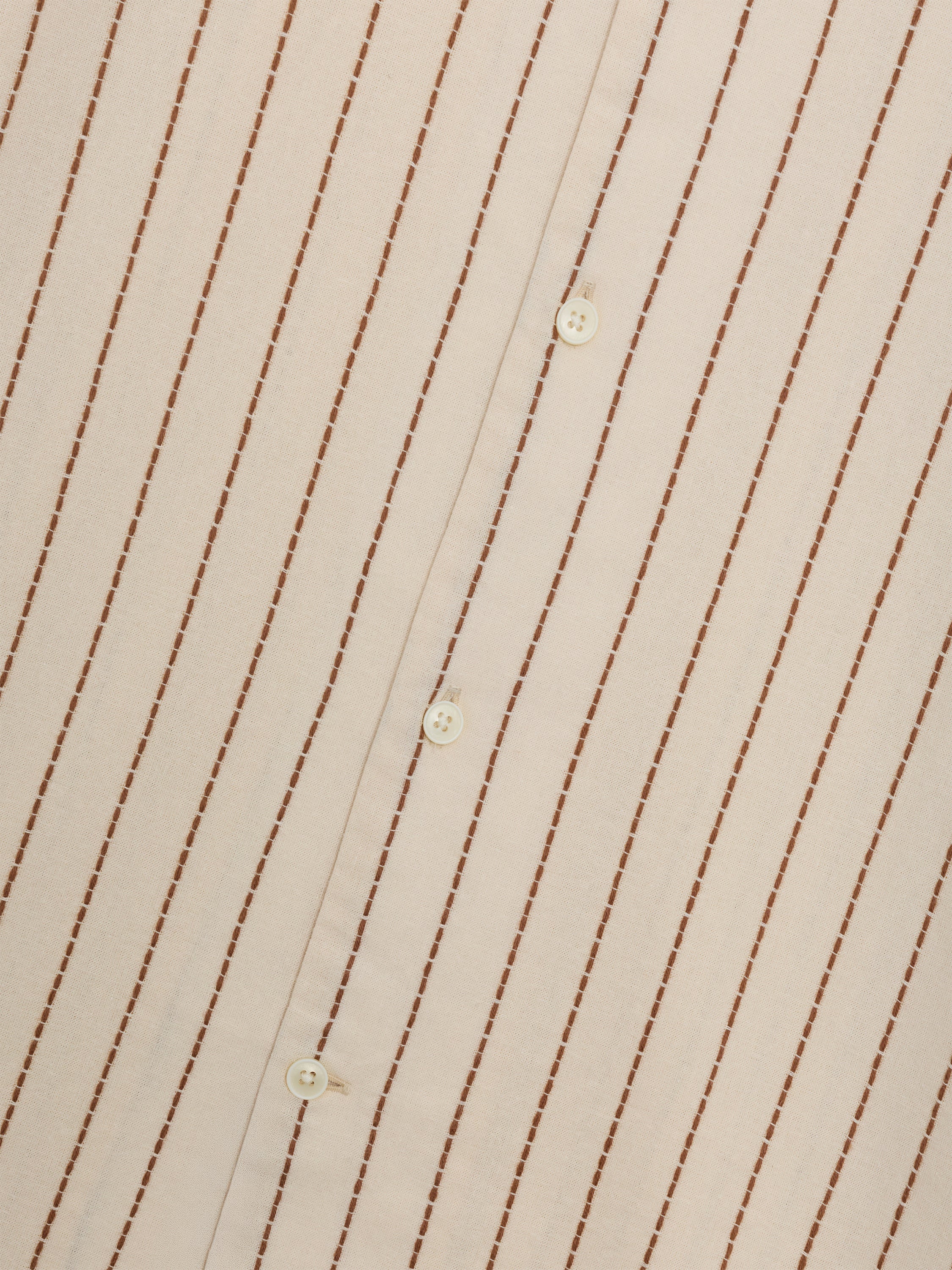 Short Sleeve Contrast Stitch Stripe Shirt