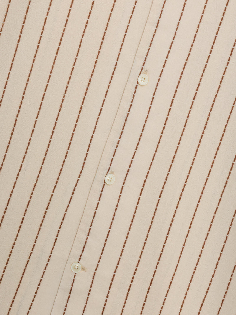 Short Sleeve Contrast Stitch Stripe Shirt