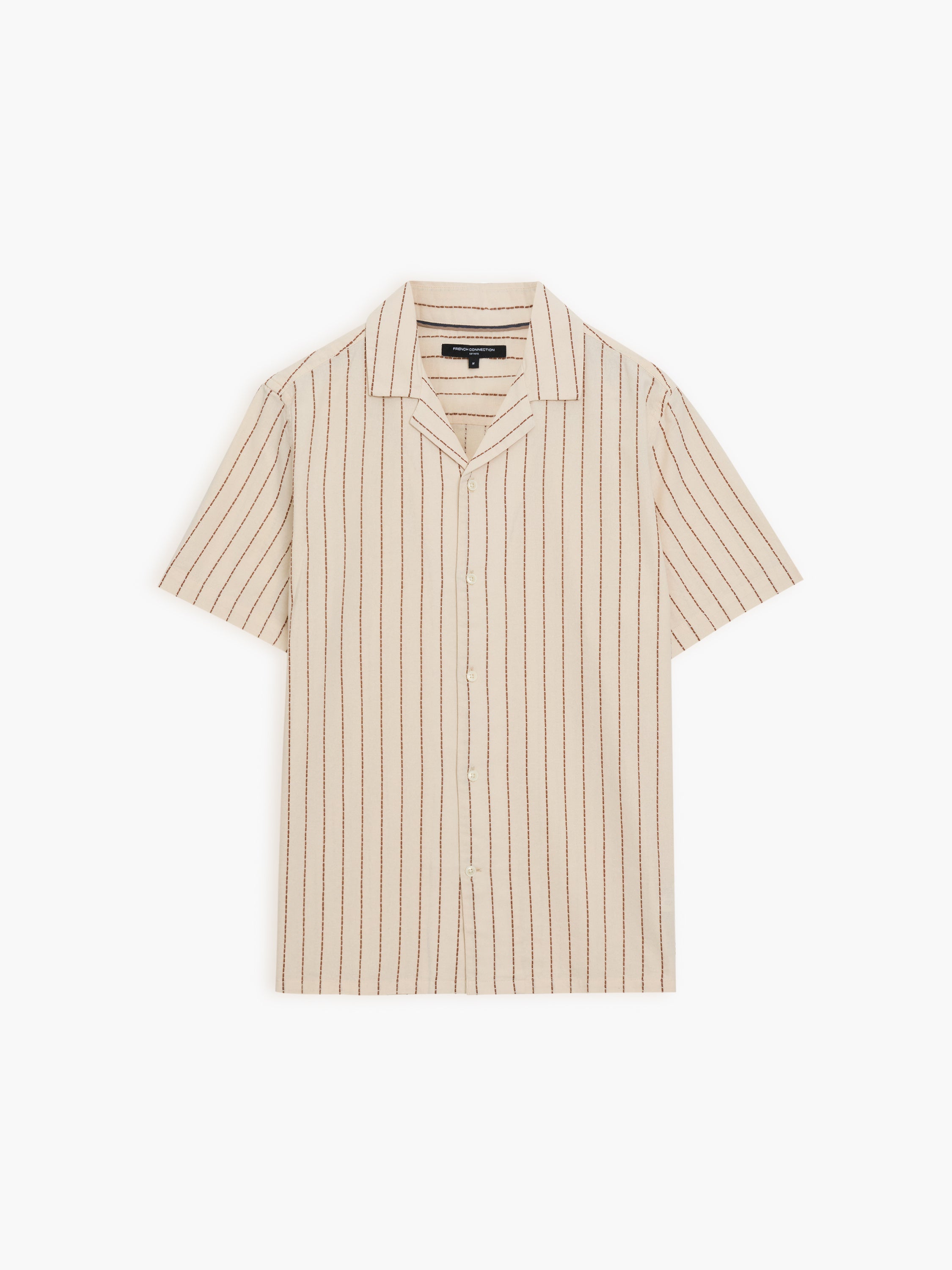 Short Sleeve Contrast Stitch Stripe Shirt
