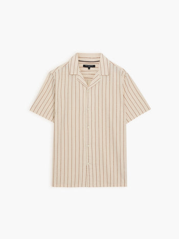 Short Sleeve Contrast Stitch Stripe Shirt