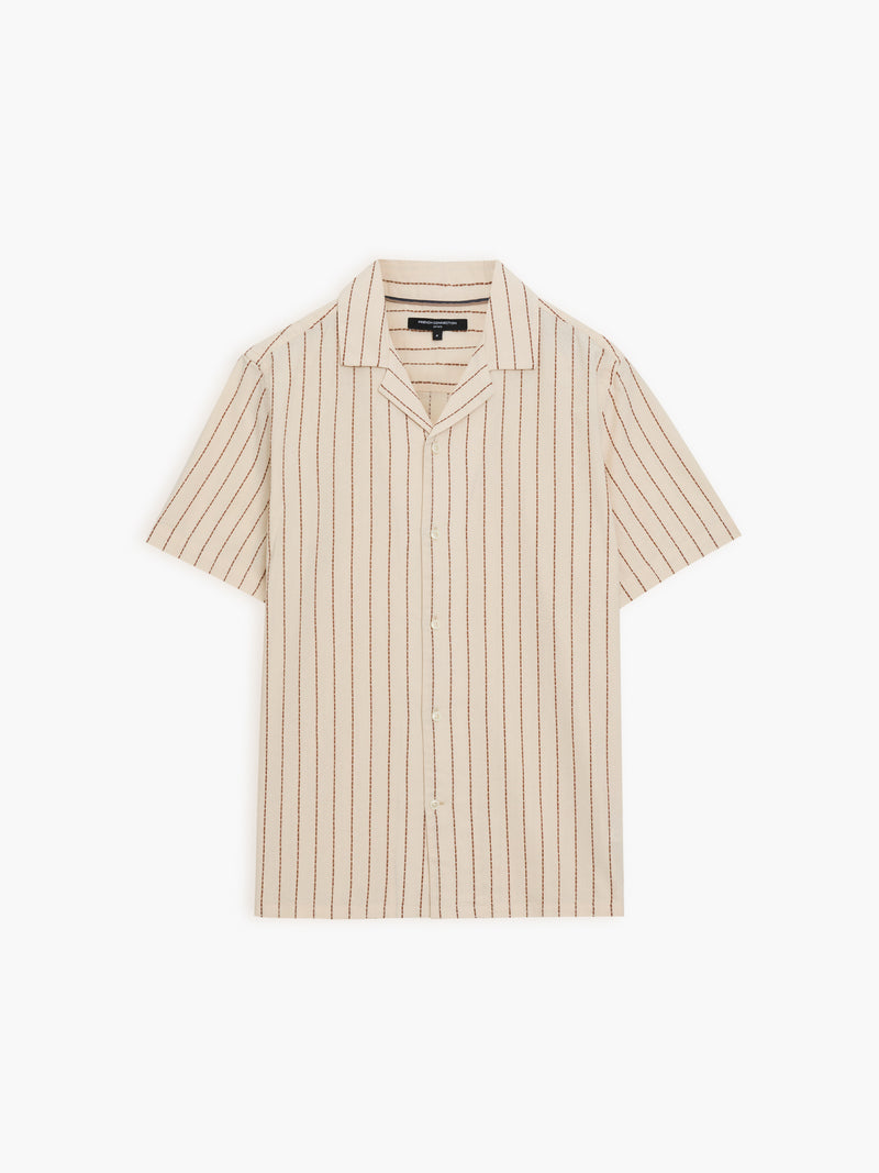Short Sleeve Contrast Stitch Stripe Shirt