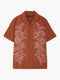 Short Sleeve Dobby Brown Floral Print Holiday Shirt