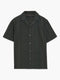 Short Sleeve Textured Stripe Khaki Green Holiday Shirt