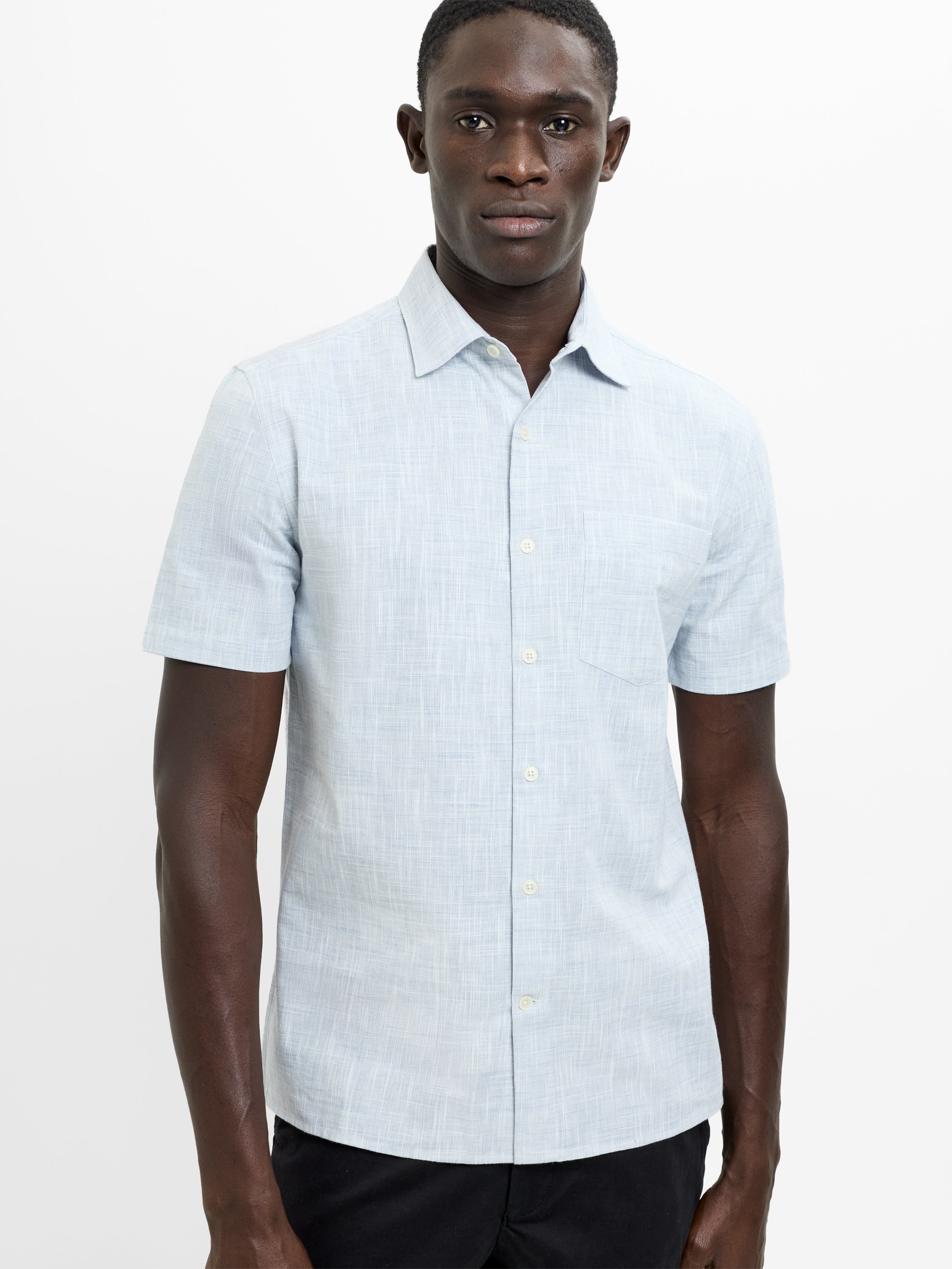Short Sleeve Chest Pocket Slub Shirt