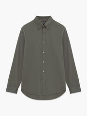 Long Sleeve Twill Khaki Green Oxford Shirt
