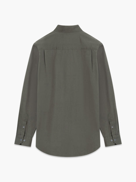 Long Sleeve Twill Khaki Green Oxford Shirt