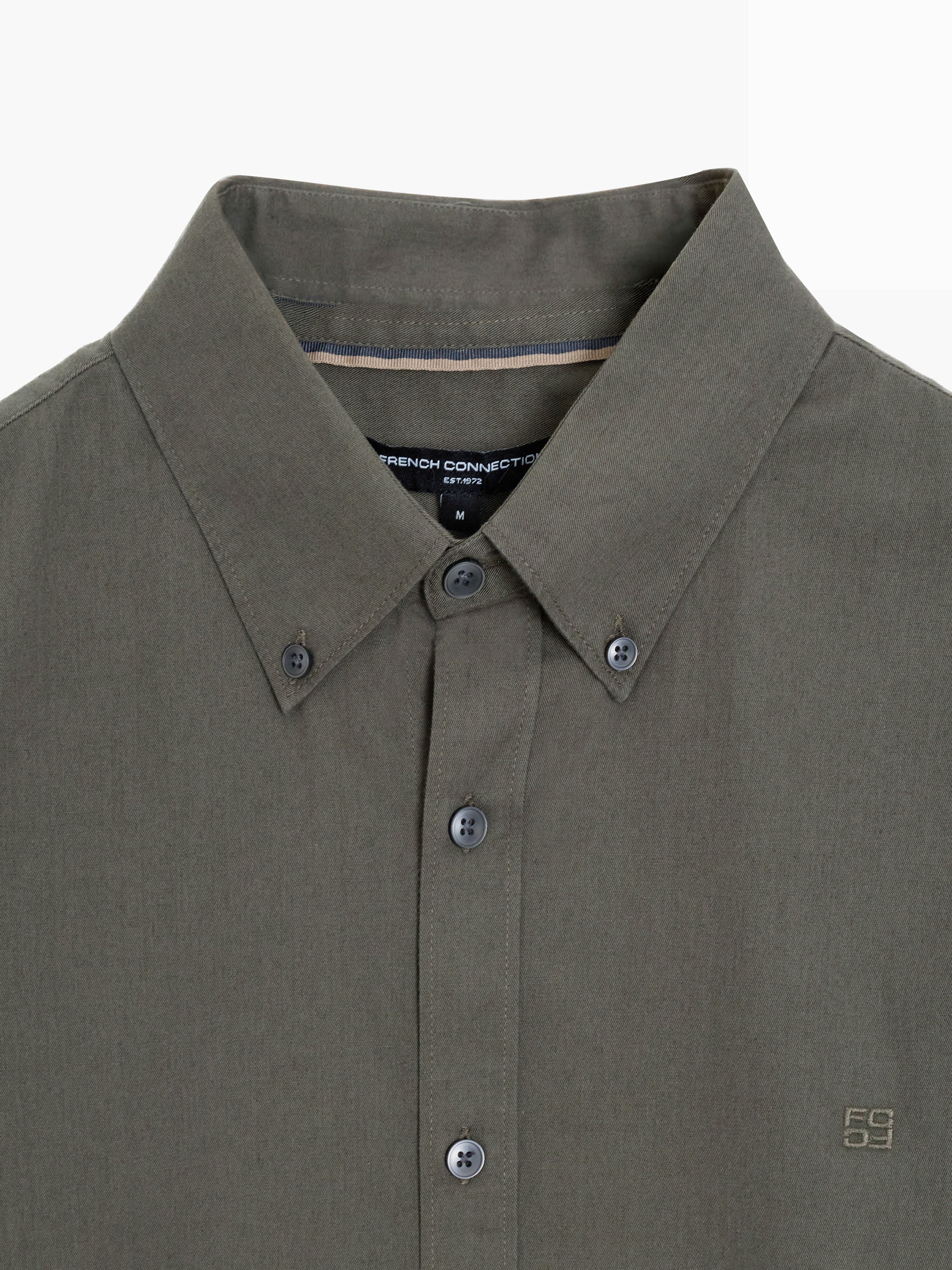 Long Sleeve Twill Khaki Green Oxford Shirt
