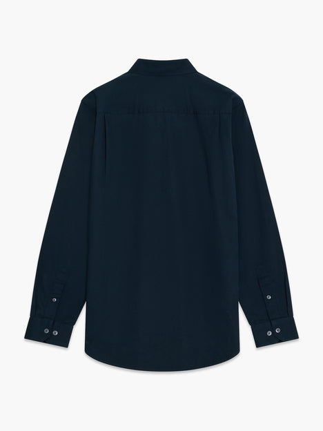 Long Sleeve Twill Navy Blue Oxford Shirt