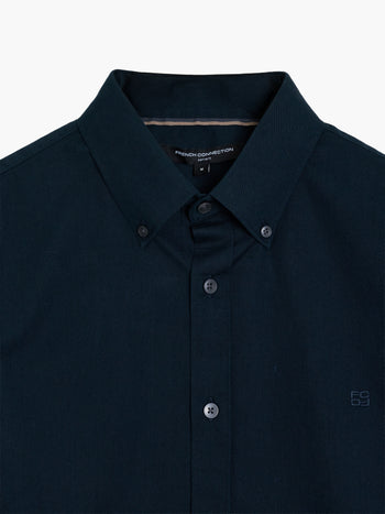 Long Sleeve Twill Navy Blue Oxford Shirt