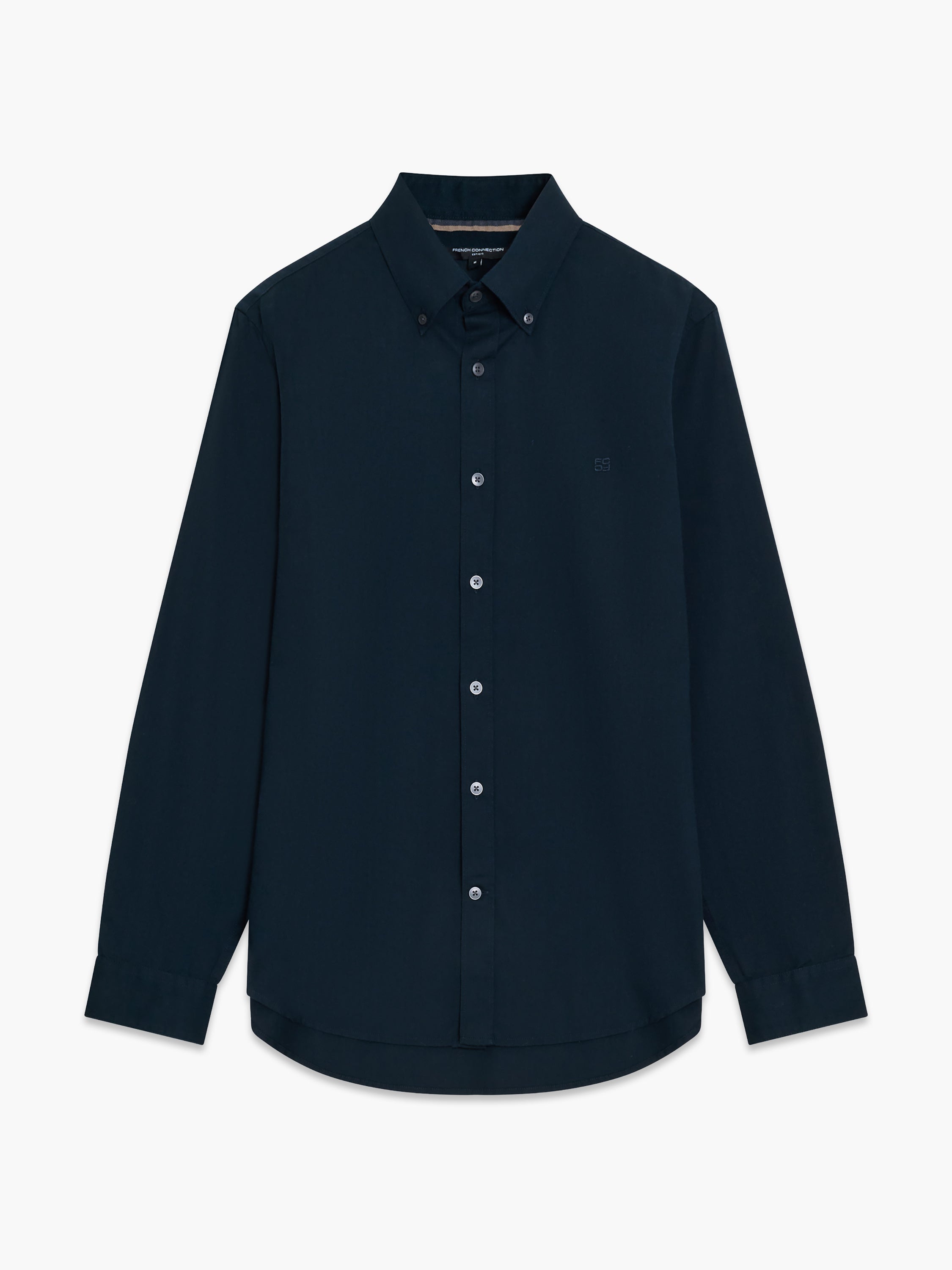 Long Sleeve Twill Navy Blue Oxford Shirt