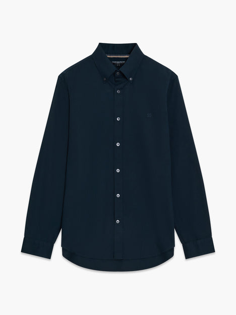 Long Sleeve Twill Navy Blue Oxford Shirt