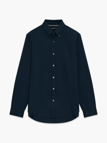 Long Sleeve Twill Navy Blue Oxford Shirt