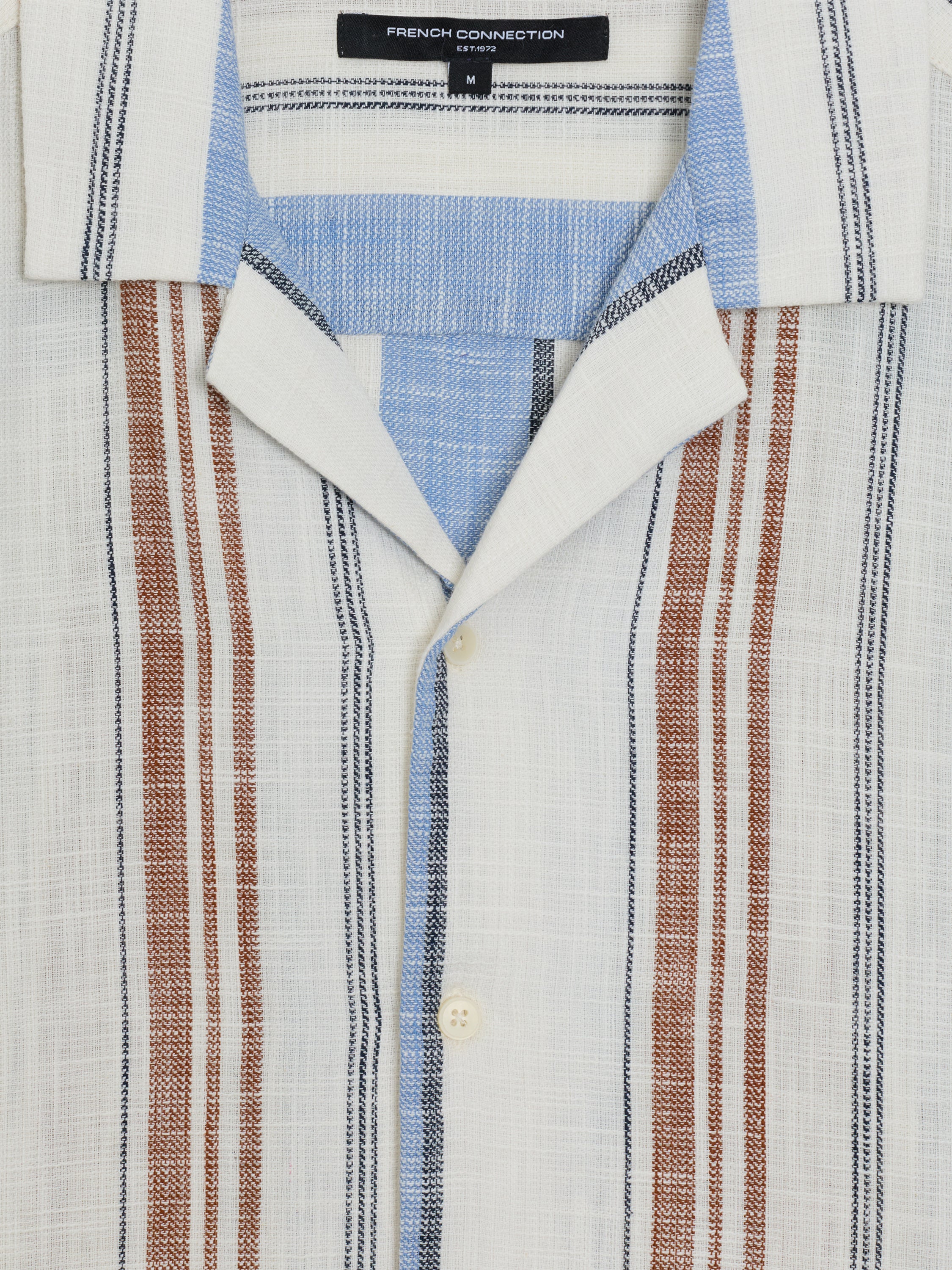 Short Sleeve Multi Stripe Revere Collar Shirt