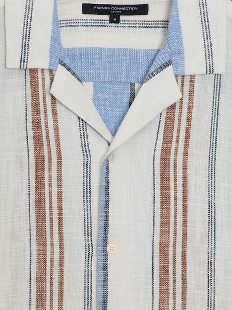 Short Sleeve Multi Stripe Revere Collar Shirt