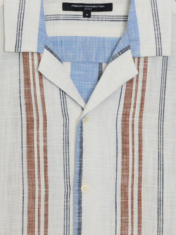 Short Sleeve Multi Stripe Revere Collar Shirt