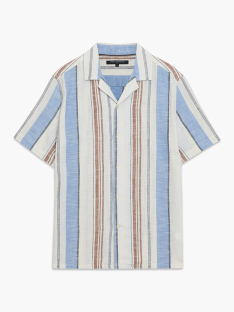 Short Sleeve Multi Stripe Revere Collar Shirt