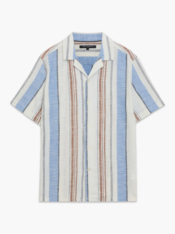 Short Sleeve Multi Stripe Revere Collar Shirt