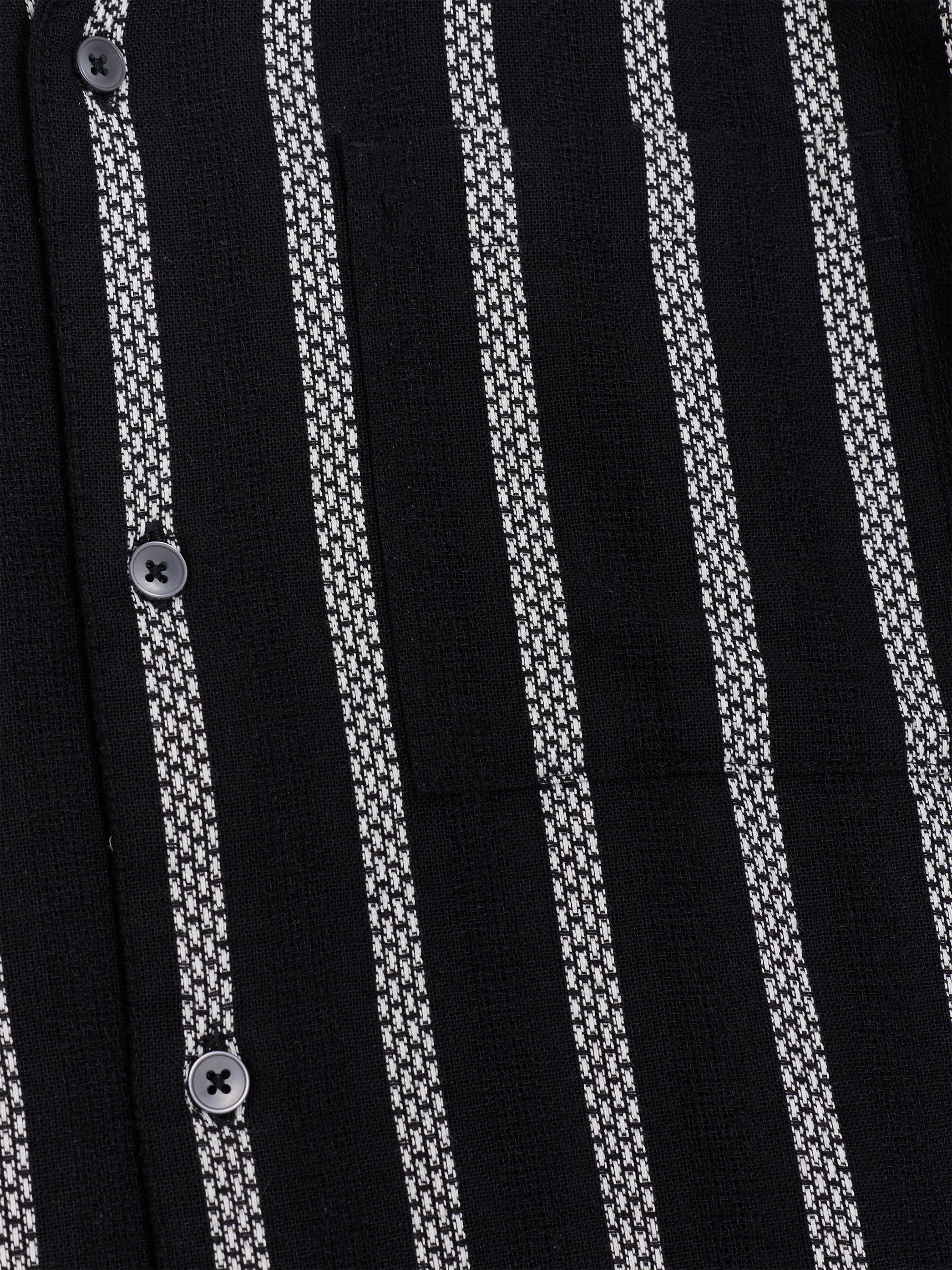 Short Sleeve Black and White Striped Holiday Shirt