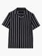 Short Sleeve Black and White Striped Holiday Shirt